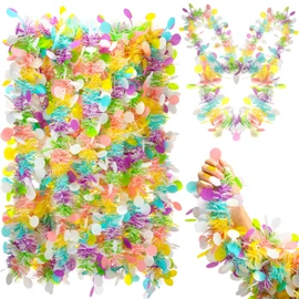 WILLBOND Easter Tinsel Garland 32.8ft Easter Tree Decorations Extra Wide 4" Pastel Garland with Confetti Egg Colorful Metallic Twist Tinsel for Tree Mantle Desk School Office Party Spring Decor