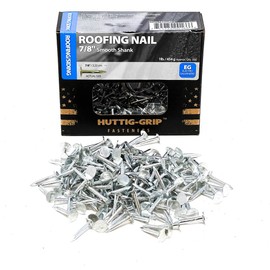 Huttig-Grip Roofing Nail 7/8 inches Smooth Shank, Electro Galvanized Finish, 11 Gauge, 3/8 inches Round Head HGN78EGRF1-1 lb Pack of 300 Nails
