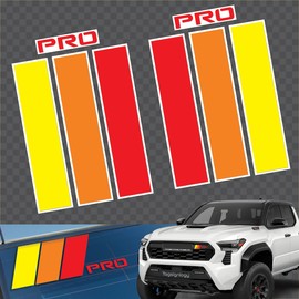 (Combo Pack) Tri-Color Stripe Vinyl Decal Classic Retro DIY Decoration Sticker Compatible for Tacoma 4Runner Tundra Rav4 TRD Pro Grille Hood Side Bumper Mirror etc (Yellow/Orange/Red)