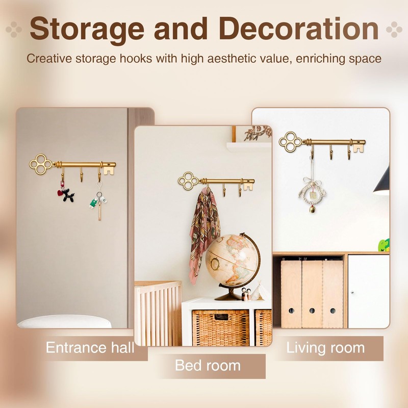 FantasHome Classic Wall Mounted Key Holder Hook Rack, Vintage Key