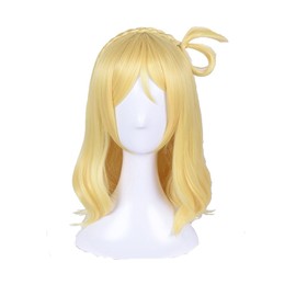SUNCOS LoveLive. Sunshine ! Aqours Peluca de Pelo Completo para Mujer, Fiesta, Cosplay, Dorado, Talla Promedio De