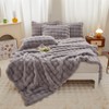 Roscloud Bread Grid Gray Rabbit Plush Faux Fur Comforter Sets