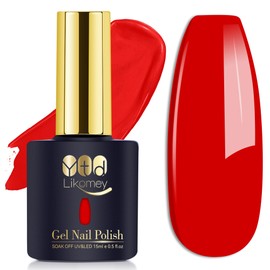 YTD Likomey Gel Nail Polish,1 Pcs 15ml Bright Red Soak Off UV Nail Gel,Salon Home DIY Manicure High Pigment Gel Polish