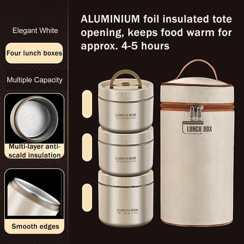 Thermal Container, Stainless Steel Warming Container, BPA-Free Food Container, Equipped