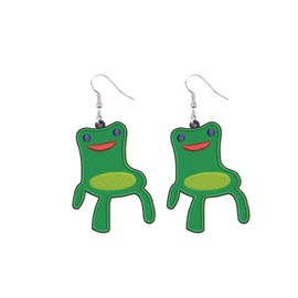 Lovely Sitting Frog Dangle Earrings Cute Frogs Faces Stud Earring Animal Acrylic Drop Jewelry for Women Gifts-chair