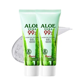 Organic Aloe Vera Gel 99% Pure - Cooling Gel Moisturiser for Face & Body, After Sun Care, Korean Skincare Formula with Hyaluronic Acid