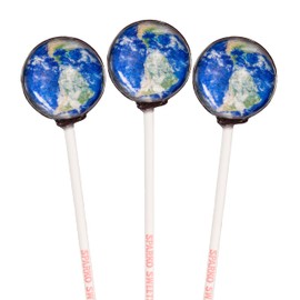Sparko Sweets Galaxy Lollipops, Planet Earth Design, Cherry Flavor, 10 Pieces, Individually Wrapped, 1 lb, Handcrafted in USA – Perfect for Space-Themed Parties, Gifts, and Events