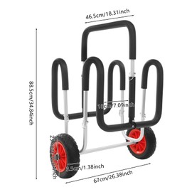 Transport Kayak Trolley Stand up Paddle Surfboard Trolley with Airless Wheels Foldable Carrier for 2 Stand up Paddle Boards and Surfboards Red