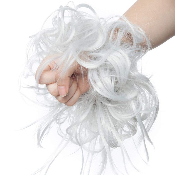 SEGO Hairpiece Hair Scrunchie Curly Updo Hair Bun Hair Band Hair Extension Natural 45 g Silver Grey