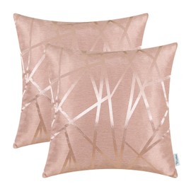 CaliTime Cushion Covers Pack of 2 Throw Pillow Covers Cases for Couch Sofa Home Decor Modern Shining & Dull Contrast Triangles Abstract Lines Geometric 45cm x 45cm Dusty Pink