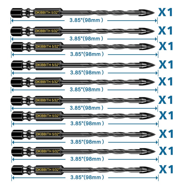10 Pcs 5/32" Masonry Concrete Drill Bit Set for Tile