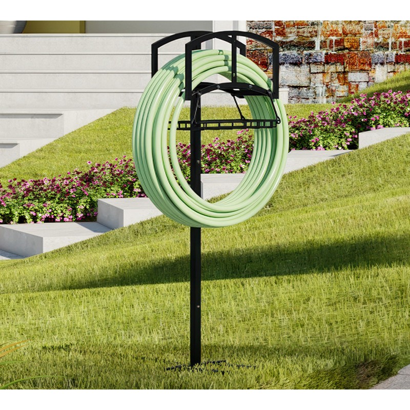Calidola Garden Hose Holder with Storage Basket - Heavy-Duty Freestanding