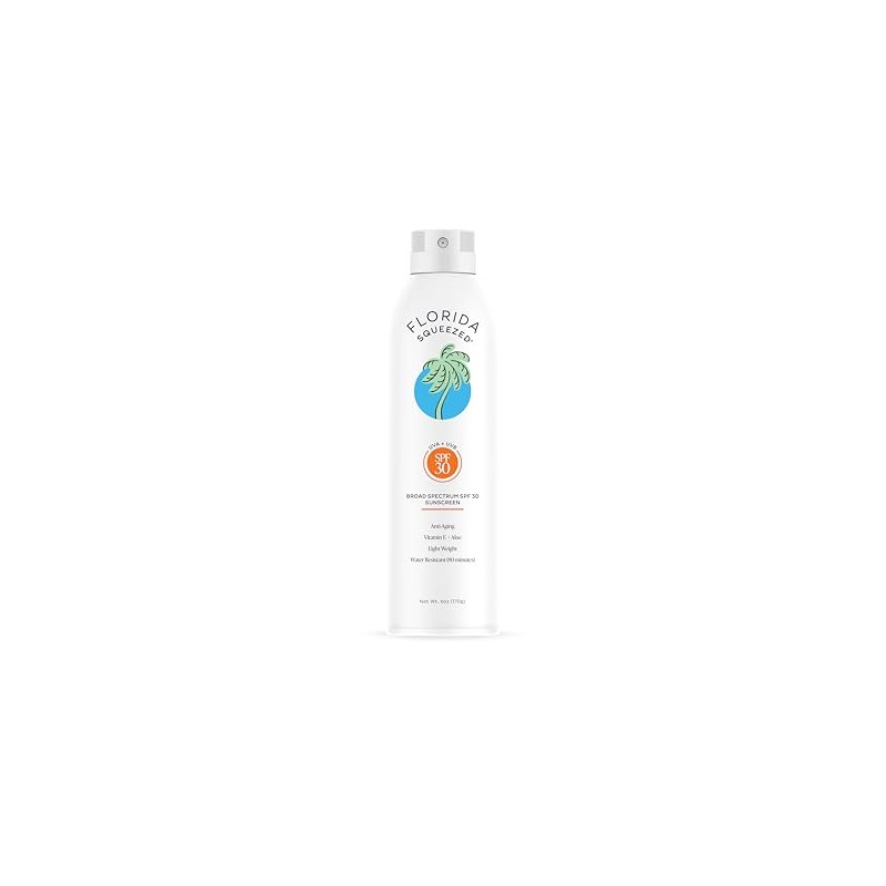 Florida Squeezed SPF 30 Sunscreen Water Resistant Spray|6oz|Vegan and Hawaii
