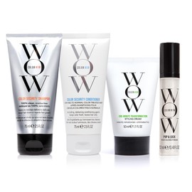 COLOR WOW ¡Soluciones rápidas para el frizz! El kit de viaje incluye champú, acondicionador, crema para peinar y tratamiento brillante, 6.4 fl. Onz.