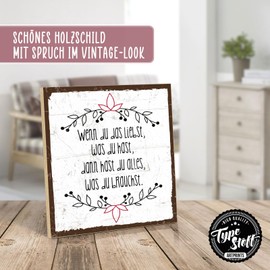 TypeStoff HS-00925 Wooden Sign with Saying - Satisfaction - Vintage Look with Quote as Gift and Decoration on the Theme of Efficiency