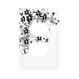 Black Flower Butterfly 1 Gang Single Duplex Receptacle Wall Plate Outlet Cover Electrical Mid-Size Dual Device Light Switch Electrical Face Plate Plug Cover 5 x 3 IN