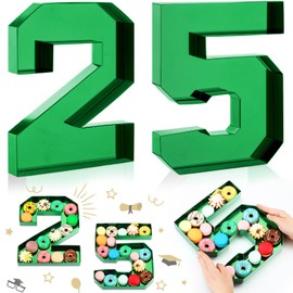CroBlissful 10" Graduation Charcuterie Letters Fillable Large 25 Cardboard Numbers Box Number Shaped Tray Candy Container Box for School Grad Birthday Party Supplies(Green)