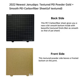 BCZAMD 300 x 300 mm/11.8 in 3D Printer Platform 2022 Upgrade JanusBPS-PET Building Plate Powder Gold PEI + PET Carbonn Fibre Spring Steel Sheet with Maagnetic Sticker for Cr10 V2 Ender 6 Lulzbt Taz