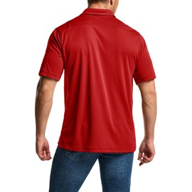 CQR Men's Polo Shirts, Tactical Short Sleeve Golf Performance Shirts, Lightweight Dry Fit UPF 50+ Pique, Frost Essential Red, X-Large