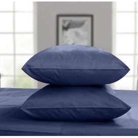 Threadmill King Size Pillow Cases Set of 2 | Certified 100% Egyptian Cotton Solid Sateen Pillow Cover Set | Soft & Cooling Pillow Covers | Hotel Quality Pillow Protectors | Folkstone Blue Pillow Cases