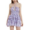 Mebius Womens Floral Mini Dress Summer Criss Cross Halter Backless