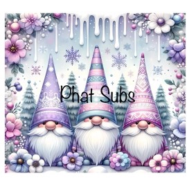 Unbranded 20oz Sublimation Tumbler Wrap Pink & Purple Gnomes Ready to Press Heat Transfer