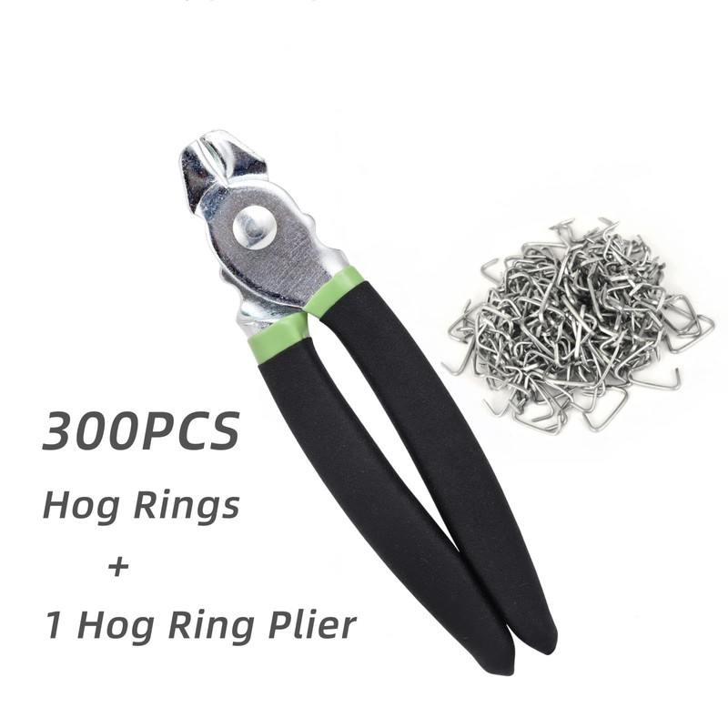 Hog Ring Pliers Kit with 300 Pcs 3/4" Hog Rings