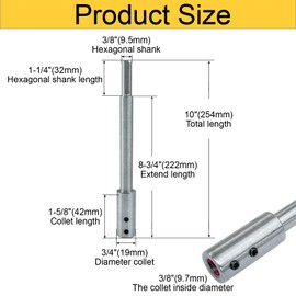 Litoexpe 10 Inch Extra Long Forstner Bit Extension for Adding Over 8-3/4 Inches of Drilling Depth to Your 3/8 Inches Round or Hex Shafts Forstner Bit for Wood Turners, Furniture and Construction