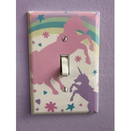 Girls Room Decor Light Switch Cover Plate Kids Room, Decorative Wall Accent for Baby Nursery, Teen Toddler Bedroom Bathroom Playroom (Pastel Unicorn)