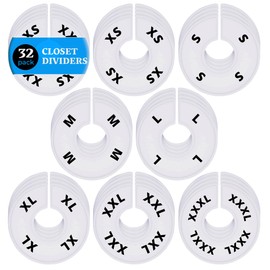 32 Closet Dividers for Hanging Clothes- White Closet Divider Set of 32 | Clothing Rack Dividers, Clothes Dividers for Closets, Closet Labels, Dividers Closet Clothes Dividers (32 WITH SIZES)