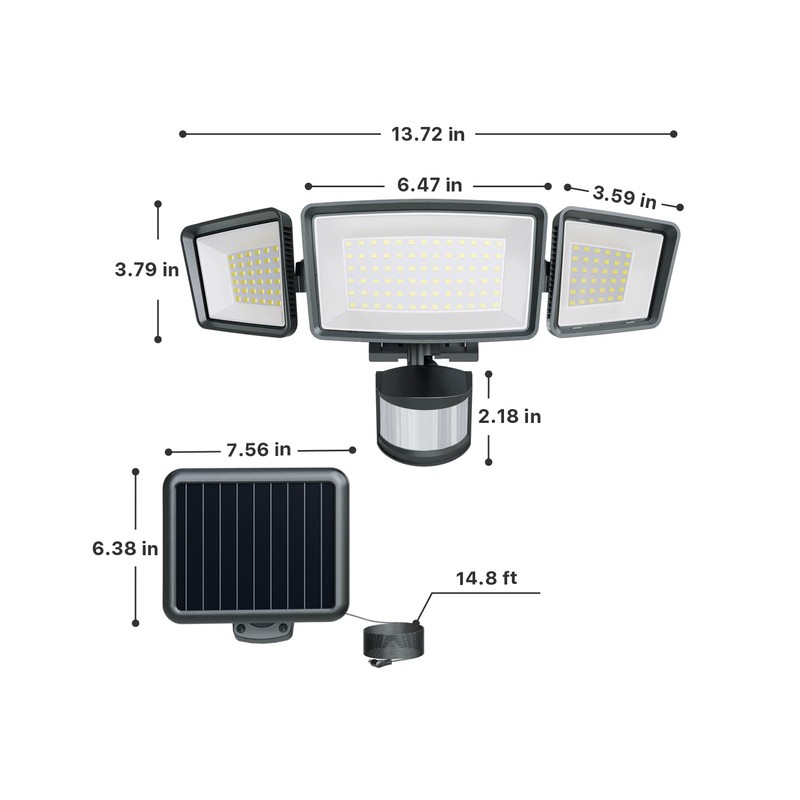 Ensenior 5 Motion Sensor Modes Solar Security Light, 1800LM 270°