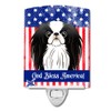 Caroline's Treasures BB2160CNL American Flag and Japanese Chin Ceramic Night