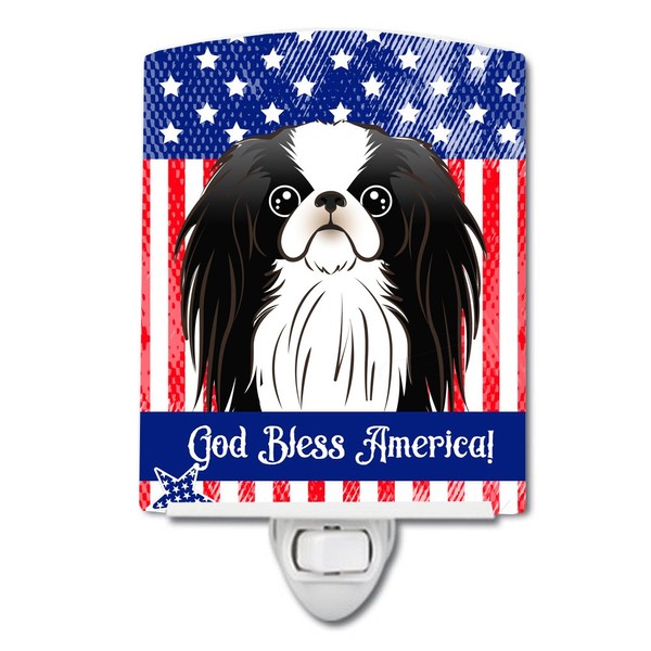 Caroline's Treasures BB2160CNL American Flag and Japanese Chin Ceramic Night