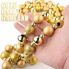 Luinabio 6.6 Feet 1inch Christmas Tree Bead Garland Ornaments Glitter Christmas Ball Garland Plastic Garland Retro Bead Garland for Christmas Party Decorations Birthday Wedding Supplies (Gold)