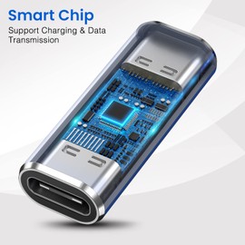 USB C Female to USB C Female, 2 Pieces USB C 3.1 Adapter Female to Female, Supports Magsafe Charging and PD 100W Fast Charging & Data Transfer for MacBook, Smartphones (Blue)