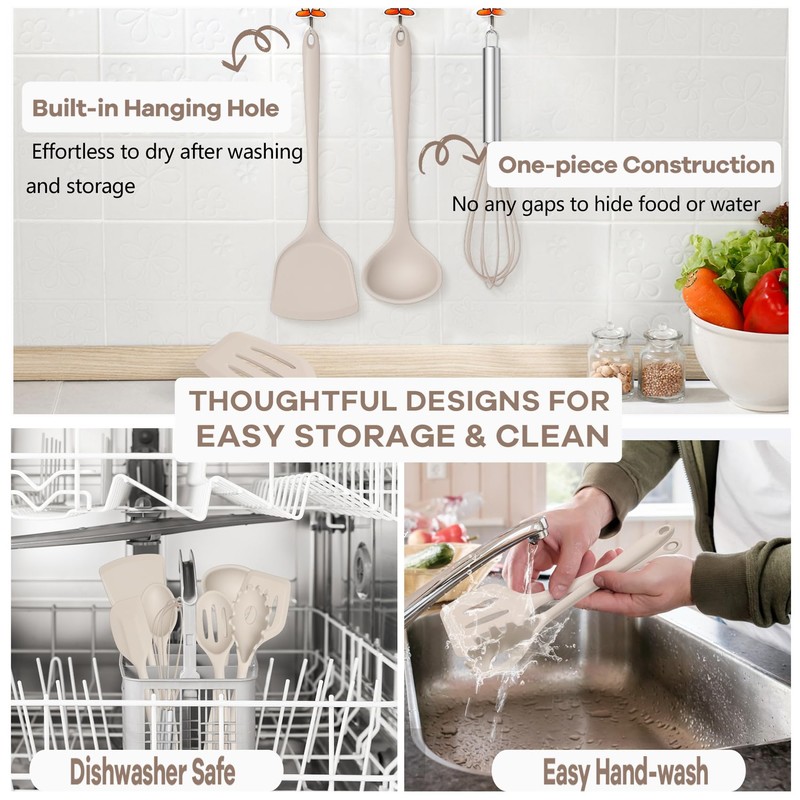 TeamFar Kitchen Cooking Utensils, 10 pcs Silicone Cooking Utensils Set,