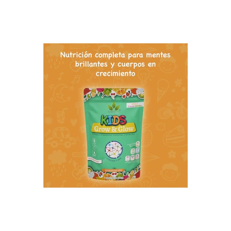 Suplemento en Polvo Kids Grow & Glow Sabor Naranja 200g