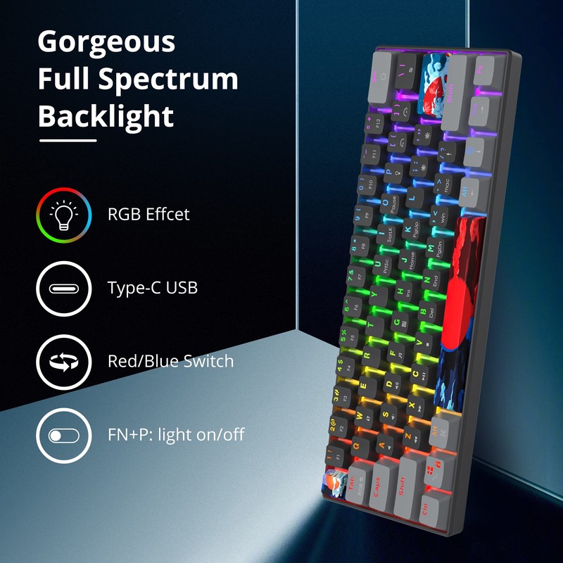 Owpkeenthy Wired 60% Percent Mechanical Gaming Keyboard with Blue Switch