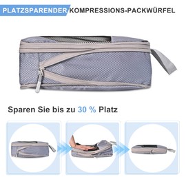 MEUVO Compression Packing Cubes for Travel - Extremely Space-Saving Suitcase Organiser Set, Waterproof Packing Bags for Suitcases or Backpack, Set of 8 Compression Packing Cubes