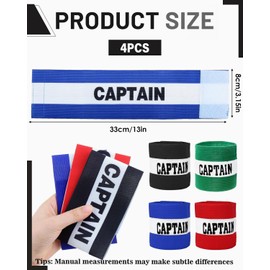 JIPUKE 4 Pcs Kids Captain Armband Football Captain's Armbands, Adjustable Football Captain Armbands Multicolor Elastic Sports Arm Bands for Football Training, Adult & Youths