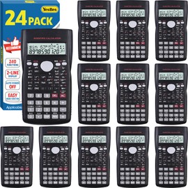 24 Pack Scientific Calculators Bulk, 2-Line Large Screen Display 240 Functions Scientific Calculators for Students, Math Algebra Fraction Calculator for High School College School