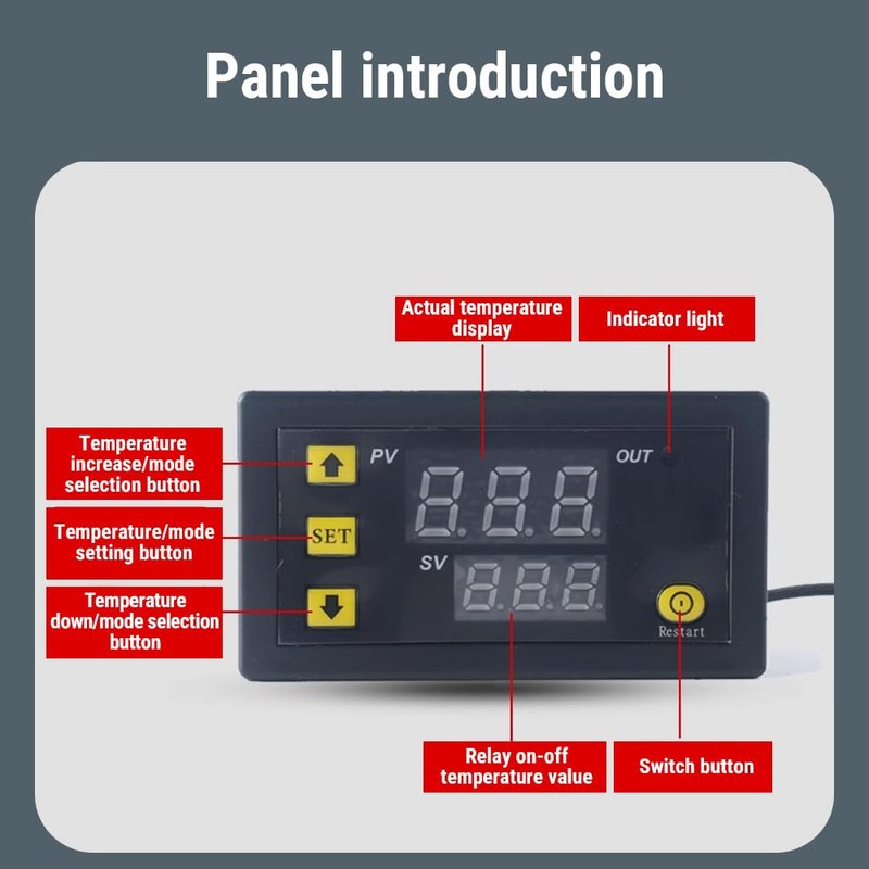 Uadme Digital Thermostat, W3230 DC 24V Digital Temperature Controller -20℃~100℃,