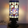 Small Tiffany Table Lamp Blue Dragonfly Style Mini Stained Glass