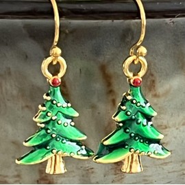Festive Gold and Green christmas Earrings Christmas Holidays. Jewelry Earrings for Women #3298FE241
