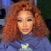 GOLFMAX Ginger Water Wave Bob Wig Human Hair Transparent HD