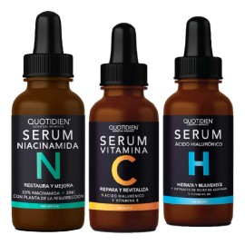 Kit 3 Serums: Vitamina C + Ácido Hialurónico + Niacinamida