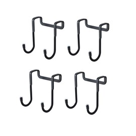 Black Over The Door Hooks Hanger, Stainless Steel Over Cabinet Hook Hanger Shower Towel 2 Hooks Cupboard Closet Door Hanger with Rubber End for Bathroom Kitchen Bedroom, Coats Towel Keys (4 Pack)