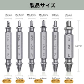 YINKE Drill Bit Set, Screw Thread Repair Kit, Tanned Screw Removal Bit, Hex Screw Removal Bit, Screw, Tanned Screw Removal, Set of 6 Screws, Easy to Remove Screws, Extractor, Repair with Case (Silver)