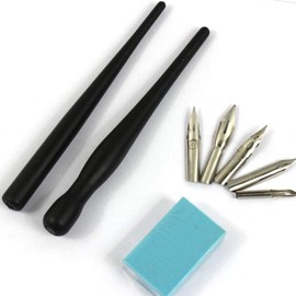 KooingTech Nib Pen for Drawing, Nib Holder Pen, Dip Pen Set With 2 Manga Pen Nib Holder and 5 Dip Pen Nibs, Cartoon Comic Dip Set Pen, Drawing Comic Pen Nib With Drawing Eraser