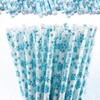 50 Pcs Christmas Plastic Drinking Straws Winter Snowflake Hard Disposable